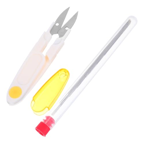 SHINEOFI 1 Set Perleneinfädler: Perlennadeln Metall – 7 Größen Große Ösen-einfädelnadeln Mit Organizer-flasche Und Schere Zur Schmuckherstellung von SHINEOFI