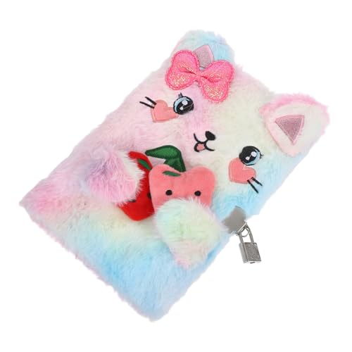 SHINEOFI 1 Set Plüschtier Notizbuch Mit Schloss Und Schlüssel A5 Flauschige Katze Tagebuchbücher Für Reisen Büro Schule Kreatives Journaling Zubehör von SHINEOFI