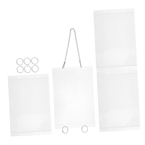SHINEOFI 1 Set Transparente Preisanzeigetaschen: A5-etikettentasche Mit Seitlicher Öffnung – Hängeorganizer Für Supermarktplakate – Preisetikettenhalter Mit Kette von SHINEOFI