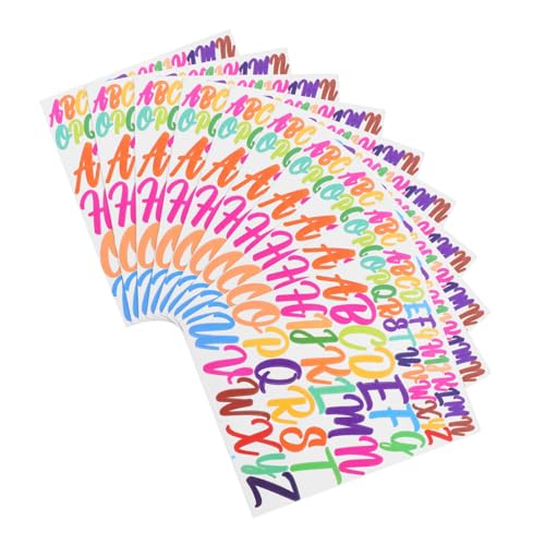 SHINEOFI 10 Blatt Selbstklebende Vinyl Buchstaben Aufkleber Bunte Alphabet Sticker Wetterfeste Adress und Namensaufkleber für Mülltonnen Scrapbooking DIY Bastelbedarf von SHINEOFI