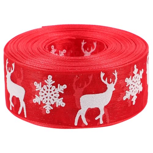 SHINEOFI 10 M Rotes Weihnachtsband mit Schneeflocken- Und Rentiermuster – zum Basteln, Verpacken, für Partys Und Als Kuchendekorationsband SHINEOFI 10 M Rotes Weihnachtsband mit Schneeflocken- Und Rentiermuster – zum Basteln, Verpacken, für Partys Und Als Kuchendekorationsband von SHINEOFI