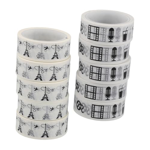 SHINEOFI 10 Rollen Taschenband Sammelalbum liefert Vintage-Tagebuchzubehör Aufkleber für Scrapbooking Washi Tape zum Aufzeichnen Washi-Tape-Aufkleber Flüsterpapier von SHINEOFI