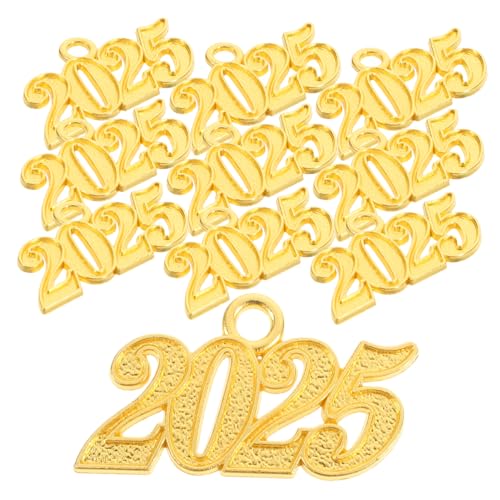 SHINEOFI 10 Stück 2025 Quastenanhänger 2025 Quastenanhänger 2025 Quaste Abschluss 2025 Quaste Abschlussjahr Siegel Abschlussketten 2025 Quastenkappen Goldenes Metall von SHINEOFI