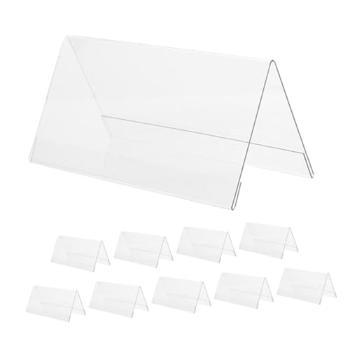 SHINEOFI 10 Stück Acryl Namensschilder für Schreibtisch V Förmiger Doppelter Tischaufsteller Professionelle Tischkartenhalter für Büro Konferenzen und Veranstaltungen von SHINEOFI
