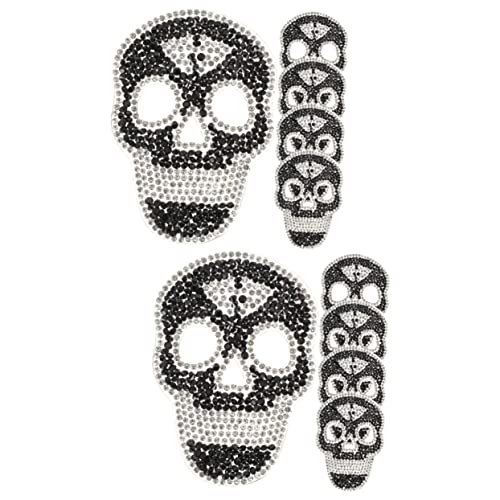 SHINEOFI 10 Stück Bügel Patches Schädel Strass Aufnäher für Kleidung Taschen Hüte Schuhe DIY Dekoration Reparatur Applikationen Flexible Komfortable Stoffpatches von SHINEOFI
