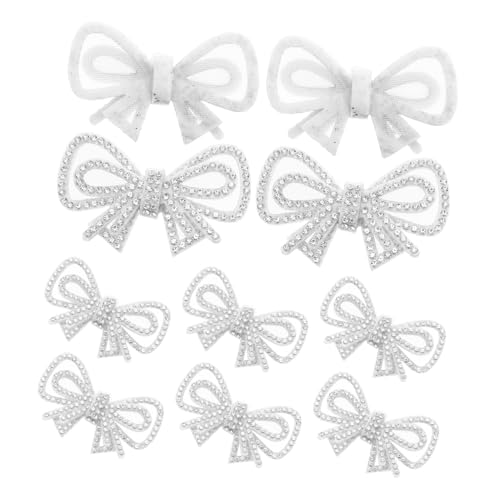 SHINEOFI 10 Stück Fliege-Stoffaufnäher Strass-Kleid-Applikation Bowknot -Stoffflecken süße Applikationen zum Aufnähen Strasseisen auf Bogenfleck Strass-Stickpatch Polyester Silber SHINEOFI 10 Stück Fliege-Stoffaufnäher Strass-Kleid-Applikation Bowknot -Stoffflecken süße Applikationen zum Aufnähen Strasseisen auf Bogenfleck Strass-Stickpatch Polyester Silber von SHINEOFI