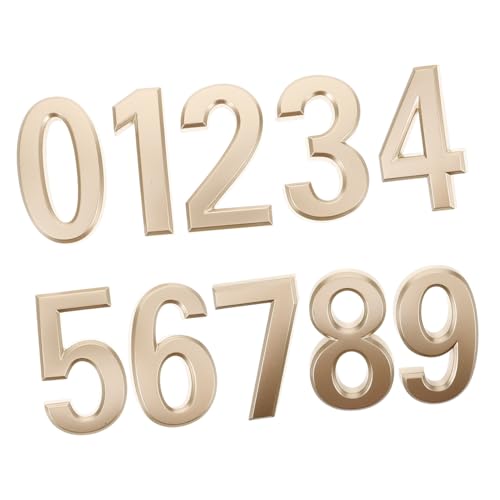 SHINEOFI 10 Stück Hausnummer aus Metall Mailboxnummern große Hausnummern Hausadressennummern für draußen Hausnummern aus Metall für den Außenbereich Adresszeichen Abs Golden von SHINEOFI