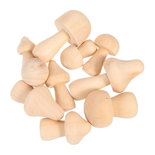 SHINEOFI 10 Stück Holziger weißer Embryo-Pilz einfaches Pilzspielzeug unfertiger Pilz aus Holzpilzen malen Pilzmodell aus Holz Holzformen Miniaturpilz hölzern von SHINEOFI