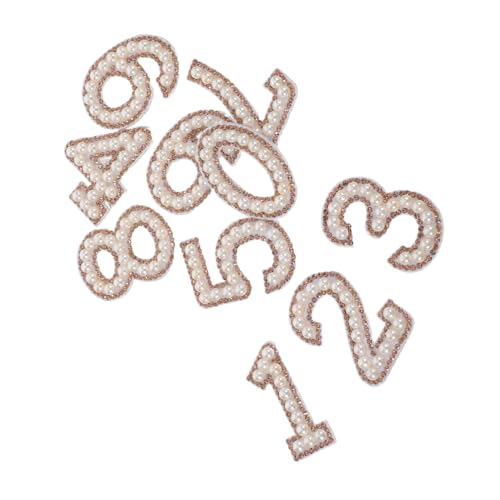 SHINEOFI 10 Stück Hot Patch Perlen Strass Zahlen Patches Taschen Applikationen Kleidungsstück Applikationen Aufbügeln Zahlen Für Kleidung Aufnähen Patches Für Kleidung Glitzer Applikation von SHINEOFI