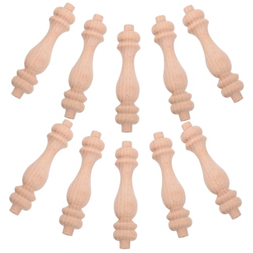 SHINEOFI 10 Stück Kürbissäulentrennwand Aus Massivem Holz Baluster Runden Dekorativ Unvollendet Innere Holzhandwerksspindeln Zur Reparatur Holzknäufe Zum Basteln Holzspindeln Khaki von SHINEOFI
