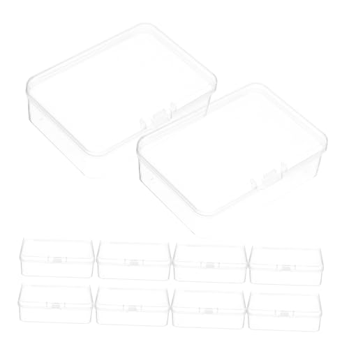 SHINEOFI 10 Stück Mini Transparente Aufbewahrungsboxen Rechteckige Kunststoffbehälter mit Deckel für Schmuck Knöpfe und Bastelprojekte Stapelbar für Kleine Gegenstände von SHINEOFI