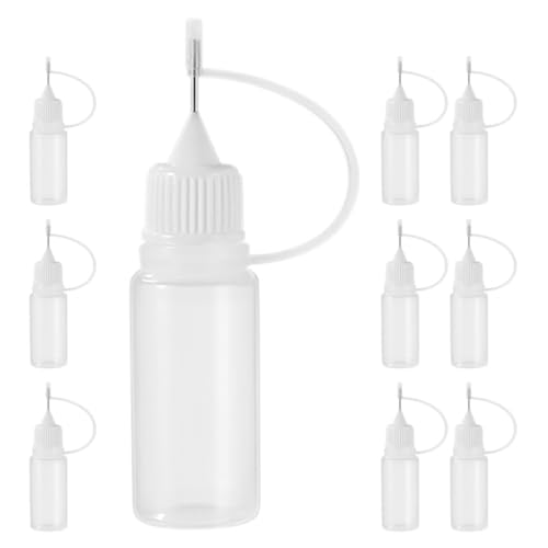 SHINEOFI 10 Stück Nadel Leerkleberflaschen Leere Kleberflaschen Kleine Kleberflaschen Quetschflasche Flasche Mit Feiner Spitze Präzisionsspitzen Kunststoff von SHINEOFI