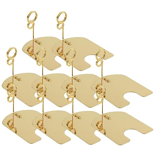 SHINEOFI 10 Stück Preisschildhalter Etiketten für Karte Tischplatte groß Name büro dekoration office decoration Fotobefestigungsklammern Multifunktions-Memohalter Rostfreier Stahl Golden von SHINEOFI