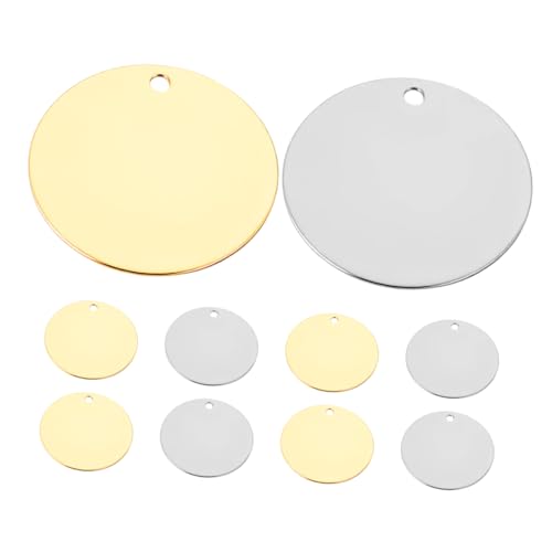 SHINEOFI 10 Stück Rund Anhänger Blanko Hundemarke Gold Silber Stanzrohlinge für Diy Gravur und Bastelprojekte Langlebige Metallcharms für Kreative SHINEOFI 10 Stück Rund Anhänger Blanko Hundemarke Gold Silber Stanzrohlinge für Diy Gravur und Bastelprojekte Langlebige Metallcharms für Kreative von SHINEOFI
