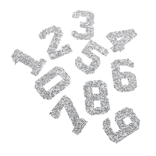 SHINEOFI 10 Stück Strass-zahlen-applikationen: 0–9 Zahlen Zum Aufbügeln, Stick-patch-aufkleber, Diy, Zum Aufnähen Auf Stoff, Stoffaufkleber Für Scrapbook-rucksack von SHINEOFI