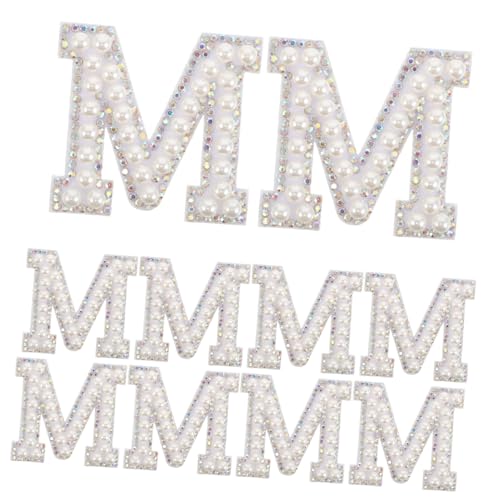 SHINEOFI 10 Stück Teiliges Buchstaben Patches mit Strass und Perlen Selbstklebend Aufbügeln Dekorative Applikationen für Kleidung Hüte Taschen Vielseitig für DIY Modeaccessoires von SHINEOFI