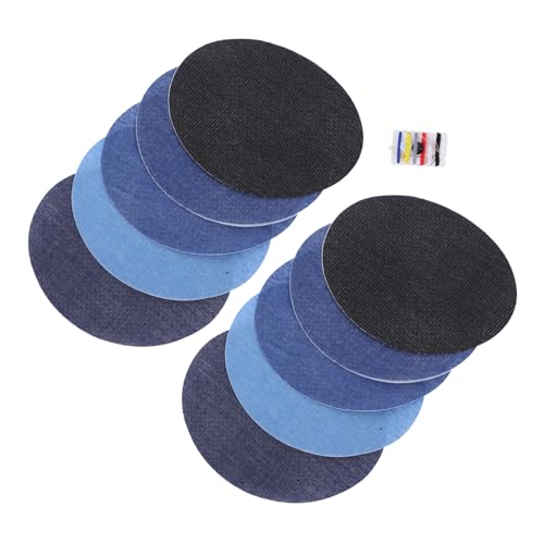 SHINEOFI 10 Stück Teiliges Bügelflicken aus Reinem Baumwoll Denim Ovale Jeans Patches in Farben mit Nähset Strapazierfähige Reparaturflicken für Kleidung Rucksäcke Jacken und DIY SHINEOFI 10 Stück Teiliges Bügelflicken aus Reinem Baumwoll Denim Ovale Jeans Patches in Farben mit Nähset Strapazierfähige Reparaturflicken für Kleidung Rucksäcke Jacken und DIY von SHINEOFI