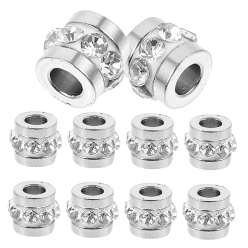SHINEOFI 10 Stück Teiliges Edelstahl Strassperlen Rondelle Spacer Beads mit Weißen Kristallen für DIY Schmuckherstellung Armbänder Halsketten Bastelperlen Zubehör SHINEOFI 10 Stück Teiliges Edelstahl Strassperlen Rondelle Spacer Beads mit Weißen Kristallen für DIY Schmuckherstellung Armbänder Halsketten Bastelperlen Zubehör von SHINEOFI