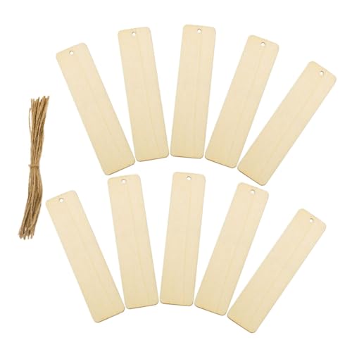 SHINEOFI 10 Stück Teiliges Holz Lesezeichen Blanko mit Robuste DIY Bastelanhänger Naturbelassene Holzlabels zum Bemalen Kreative Buchmarker für Individuelle Gestaltung von SHINEOFI