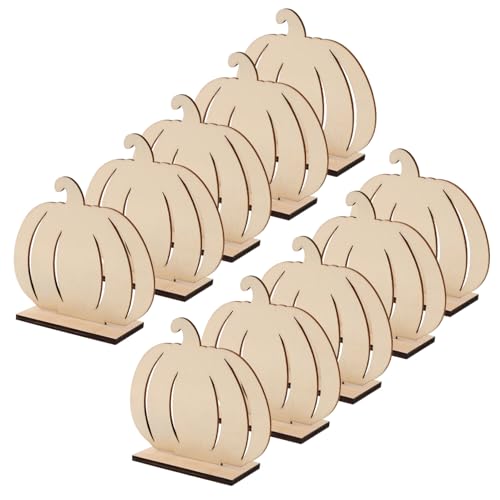 SHINEOFI 10 Stück Teiliges Holz-diy-kürbis Bemalen Natürliche Holzscheiben Herbstliche Mini-kürbis-deko für Halloween Thanksgiving Rustikale Tischdekoration Vielseitig Anpassbar Robust von SHINEOFI