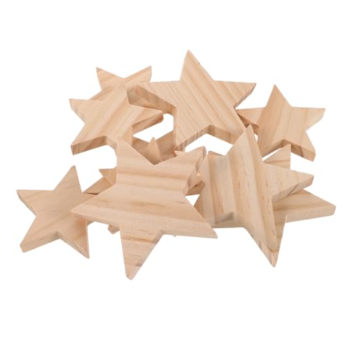 SHINEOFI 10 Stück Teiliges Holzsterne Naturbelassen Unbemalt mit Natürlicher Holzmaserung Stabile DIY Holzsterne in Zwei für Bastelprojekte und Weihnachtsdekoration von SHINEOFI