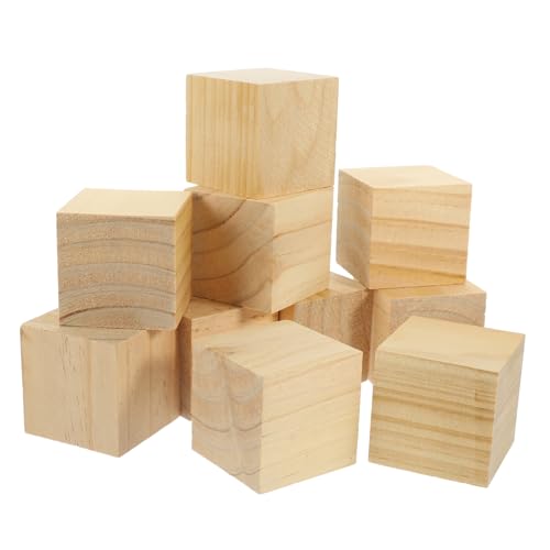 SHINEOFI 10 Stück Teiliges Kleine Naturbelassene Holzklötze Präzise Geschnittene Quadratische Holz holzwürfel für DIY Bastelprojekte und Kunsthandwerk von SHINEOFI