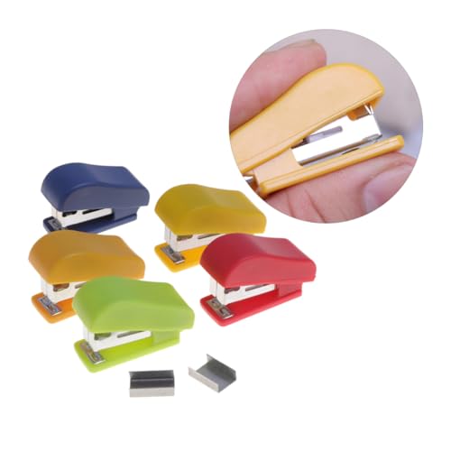 SHINEOFI 10 Stück Teiliges Mini Desktop Heftgerät Handlich Leicht Tragbar für Büro Schule Zuhause Kinderfreundlich Umweltfreundlich mit Heftklammern Bunte Farben Praktische von SHINEOFI