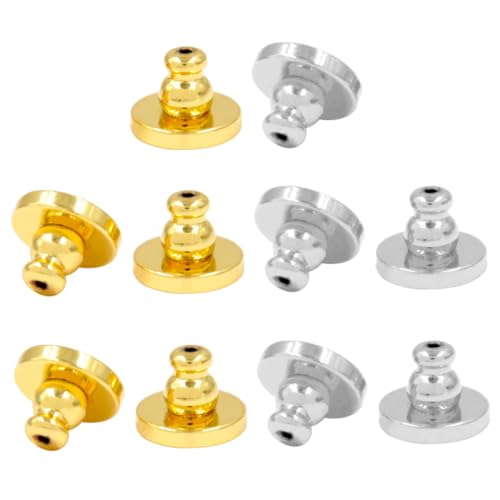 SHINEOFI 10 Stück Teiliges Ohrstecker Verschlüsse aus Messing Gold und Weißgold Beschichtet Sicherer Schraubverschluss für Piercing Ohrlöcher Hautfreundlich und Langlebig Geeignet für von SHINEOFI