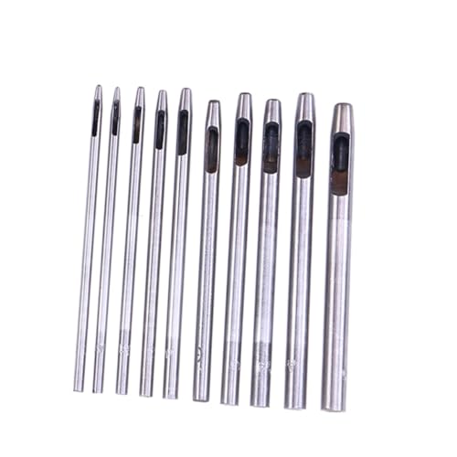 SHINEOFI 10 Stück Teiliges Rundes Lochstanzer set Lederlocher für Gürtel Uhrenarmbänder Lederhandwerk Praktische Stanzwerkzeuge Langlebig und Einfach zu Bedienen von SHINEOFI