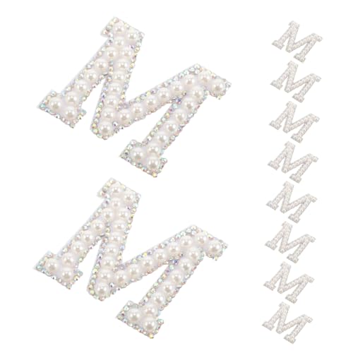 SHINEOFI 10 Stück Teiliges Strass Buchstaben zum Aufbügeln Glitzernde Applikationen mit Perlen und Langlebigem Stoff Selbstklebend für Kleidung Hüte Taschen DIY Modeveredelung von SHINEOFI