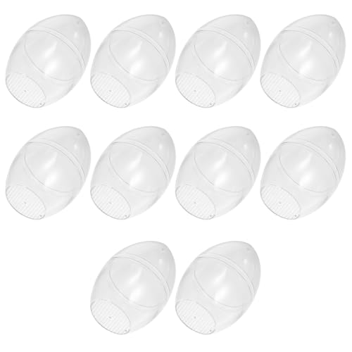 SHINEOFI 10 Stück Teiliges Transparente Kunststoff-eierkugeln zum Befüllen Wiederverwendbar Eiförmig Bruchsicher für DIY Bastelarbeiten Badekugeln Ostern Weihnachten Partydekoration von SHINEOFI