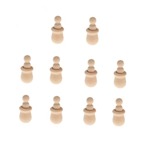 SHINEOFI 10 Stück Teiliges Unbemalte Holz Puppenkörper aus Hochwertigem Holz Vielseitig zum Bemalen und Gestalten DIY Holzfiguren für Bastelprojekte Individuelle Holzdeko für Familie und von SHINEOFI