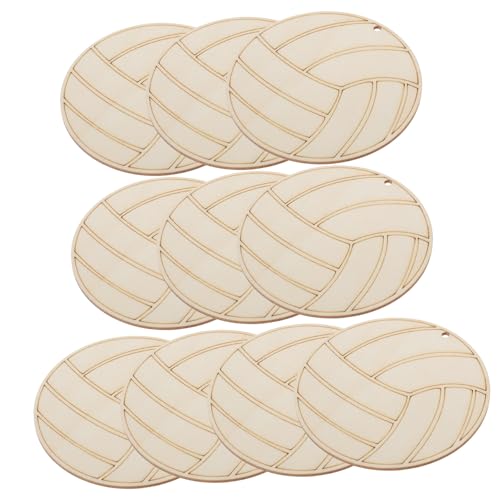 SHINEOFI 10 Stück Teiliges Volleyball Holzscheiben für DIY Bastelarbeiten Unbehandelte Kinderfreundliche Holzteile zum Bemalen und Dekorieren Sichere Langlebige Holzausschnitte für von SHINEOFI