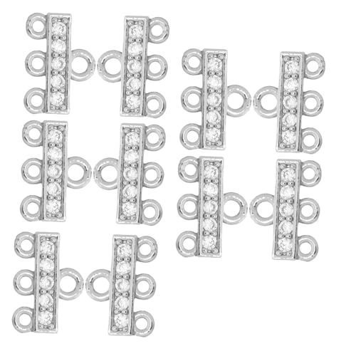 SHINEOFI 10 Stück Vergoldete Zirkonia Mehrfachloch Doppelreihiger Verbindungsverschluss für Armband und Halskette Silberfarbener Charm Connector Link für Mehrsträngige Schmuckherstellung SHINEOFI 10 Stück Vergoldete Zirkonia Mehrfachloch Doppelreihiger Verbindungsverschluss für Armband und Halskette Silberfarbener Charm Connector Link für Mehrsträngige Schmuckherstellung von SHINEOFI