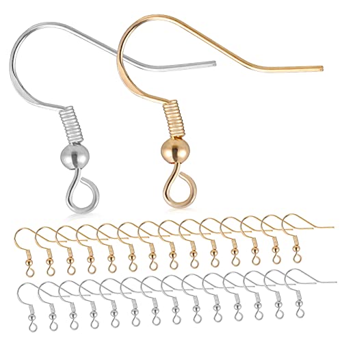 SHINEOFI 100 Paare Teiliges Ohrhaken aus Silber mit Transparenten Stoppern Polierte Ohrhaken für Ohrschmuck DIY Leicht Robust Vielseitig für Ohrringe Silber Goldfarben von SHINEOFI