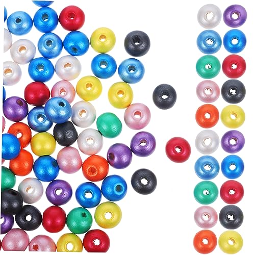 SHINEOFI 100 Stück Bunte Holzperlen Vielseitige Diy Perlen für Schmuckherstellung und Girlanden Runde Holzperlen für Kreative Bastelprojekte von SHINEOFI