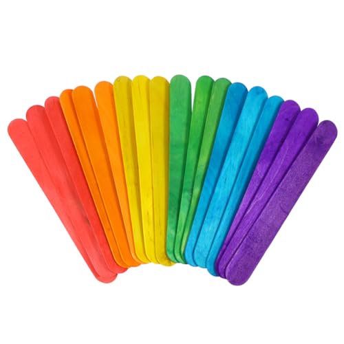 SHINEOFI 100 Stück Bunte Holzstäbchen zum Basteln Große Eisstiele aus Holz Glatte Oberfläche Ungiftig für Diy-kinderprojekte Schul Gruppenaktivitäten Kreative Bastelideen SHINEOFI 100 Stück Bunte Holzstäbchen zum Basteln Große Eisstiele aus Holz Glatte Oberfläche Ungiftig für Diy-kinderprojekte Schul Gruppenaktivitäten Kreative Bastelideen von SHINEOFI
