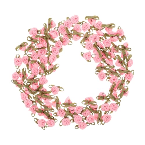 SHINEOFI 100 Stück Dekorative Blumen mit Blättern für Haaraccessoires Diy Handarbeiten Kleidung Hochzeit und Festtagsdekoration von SHINEOFI