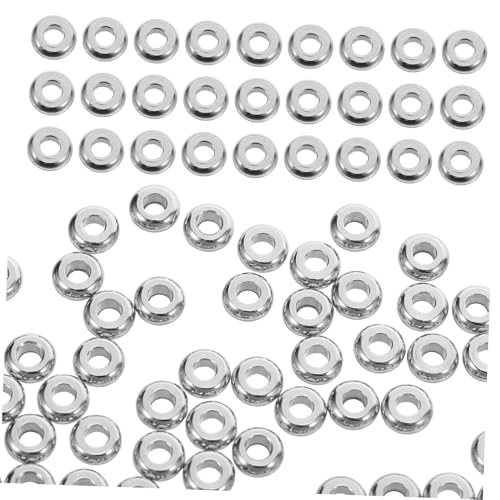 SHINEOFI 100 Stück Edelstahl -Schmuckzubehör Lose Perlen zum Basteln Spacer -Perlen für Halsketten Bastelperlen mit Löchern lose Schmuckperlen rondelle Schmuckperlen Rostfreier Stahl Silber SHINEOFI 100 Stück Edelstahl -Schmuckzubehör Lose Perlen zum Basteln Spacer -Perlen für Halsketten Bastelperlen mit Löchern lose Schmuckperlen rondelle Schmuckperlen Rostfreier Stahl Silber von SHINEOFI