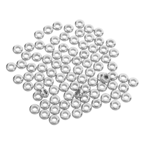 SHINEOFI 100 Stück Edelstahl -Schmuckzubehör Perlen zum Selbermachen von Schmuck DIY Schmuck Zwischenperlen Rondelle Abstandsperlen Bastelperlen mit Löchern Rostfreier Stahl Silber SHINEOFI 100 Stück Edelstahl -Schmuckzubehör Perlen zum Selbermachen von Schmuck DIY Schmuck Zwischenperlen Rondelle Abstandsperlen Bastelperlen mit Löchern Rostfreier Stahl Silber von SHINEOFI
