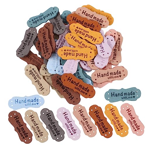 SHINEOFI 100 Stück Etikett handgemachte Tags personalisierte Namensaufkleber Verzierungen Namensschilder für ausstecher mit prägung prägeausstecher Lederanhänger nähen Taschenanhänger Pu von SHINEOFI