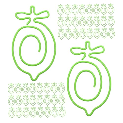 SHINEOFI 100 Stück Gefälschte Zitronenform -Lesezeichen Zitronenforschungen Papierclips Büroklammern aus Papier Zitronenklemme Papier-Organizer-Klemmen Lesezeichen Büroklammern Metall Grün von SHINEOFI