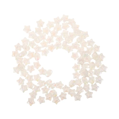 SHINEOFI 100 Stück Gefrertete Sternperlen DIY Schmuck Handwerk Perlen Abstandsperlen zur Schmuckherstellung Sternperlen-Anhänger Zwischenperlen aus Kunststoff für Schmuck Plastik Weiß von SHINEOFI