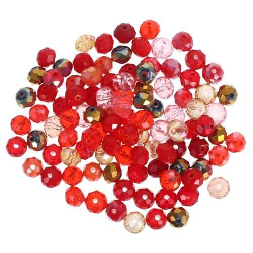 SHINEOFI 100 Stück Glasperlen Facettiert Rote Spacer Perlen für Schmuckherstellung DIY Armbänder Halsketten Ohrringe Bastelzubehör von SHINEOFI