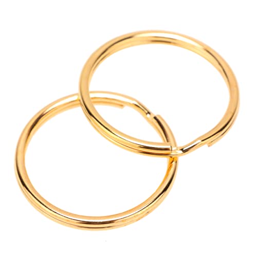 SHINEOFI 100 Stück Goldene Schlüsselringe Metall Runde Flache Schlüsselanhänger für Schlüsselorganisation und DIY Projekte Robuste Schlüsselringe für Zuhause und Auto von SHINEOFI