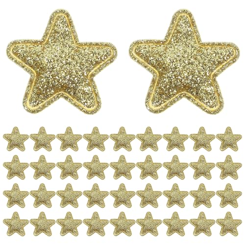 SHINEOFI 100 Stück Goldene Stern-stoffapplikationen, Gesticktes Sterndesign für Selbstgemachte Weihnachtsdekorationen Und Kleidungszubehör von SHINEOFI