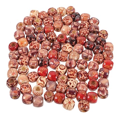 SHINEOFI 100 Stück Haarperlen Zöpfe Dreadlocks Schmuck Holzperlen Leicht für Haarschmuck Mädchen und Braids DIY Zubehör für Zopfdekoration und Armbandgestaltung von SHINEOFI