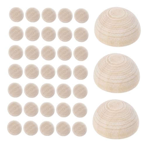 SHINEOFI 100 Stück Halbkreis Holzperlen Unbehandelte Halbkugel Holzsplitter Natürliche Farbe Glatte Kanten DIY Schmuck Basteln Dekoration von SHINEOFI