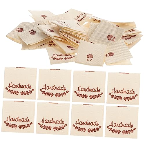 SHINEOFI 100 Stück Handgefertigtes Etikett Stoff Stichworte Etiketten Stricken Nähen Diy -handwerk Schild Personalisiert Handgemachte Tags Für Diy Handgemachte Tags Zum Häkeln Baumwolle von SHINEOFI