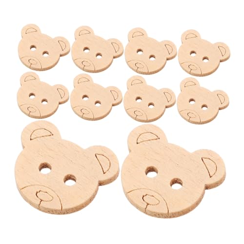SHINEOFI 100 Stück Holzknöpfe Bär Naturfarben Diy Scrapbooking Knöpfe Holz für Kinderbasteln und Handarbeit Cartoonförmig Ungefertigt für Kreative Nähprojekte von SHINEOFI